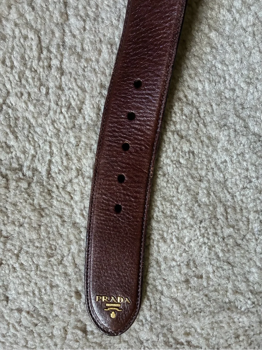 Authentic Prada Brown Leather Belt with Dragon Snake Gold Serpent Buckle - Picture 4 of 15